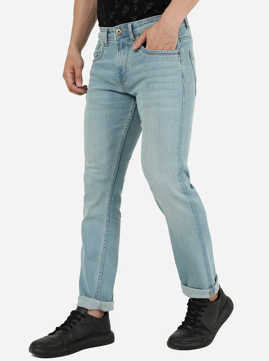 Brittany Blue Striped Straight Fit Jeans | Greenfibre