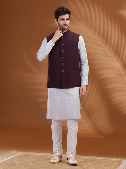 Wine Solid Waist Coat | Greenfibre