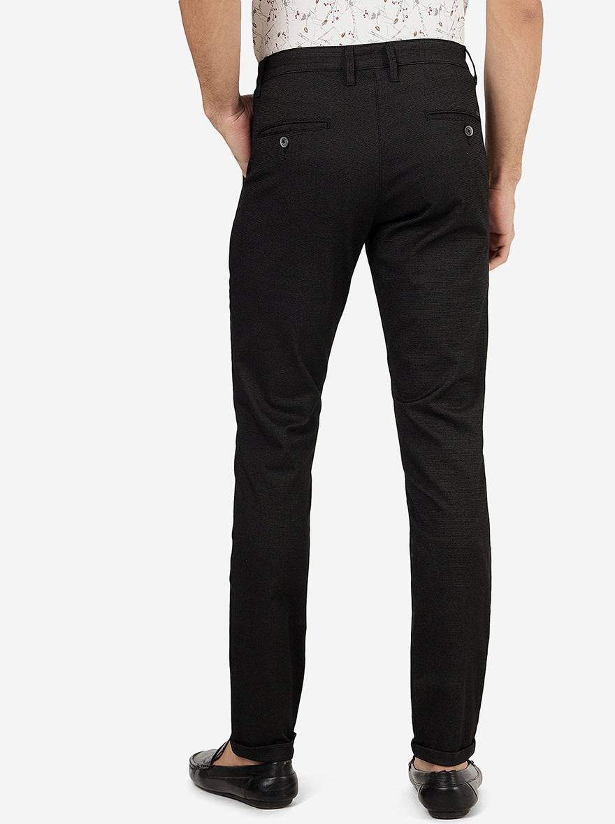 Black Solid Neo Fit Casual Trouser | Greenfibre