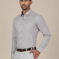 Light Grey Printed Slim Fit Formal Shirt | Greenfibre