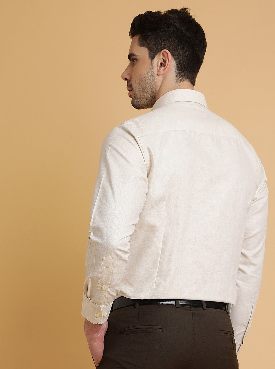 Beige Solid Slim Fit Formal Shirt | Greenfibre