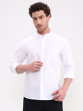 White Solid Slim Fit Casual Shirt | Greenfibre