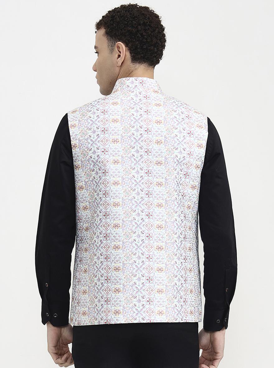 Sea Green Printed  Waistcoat | Greenfibre