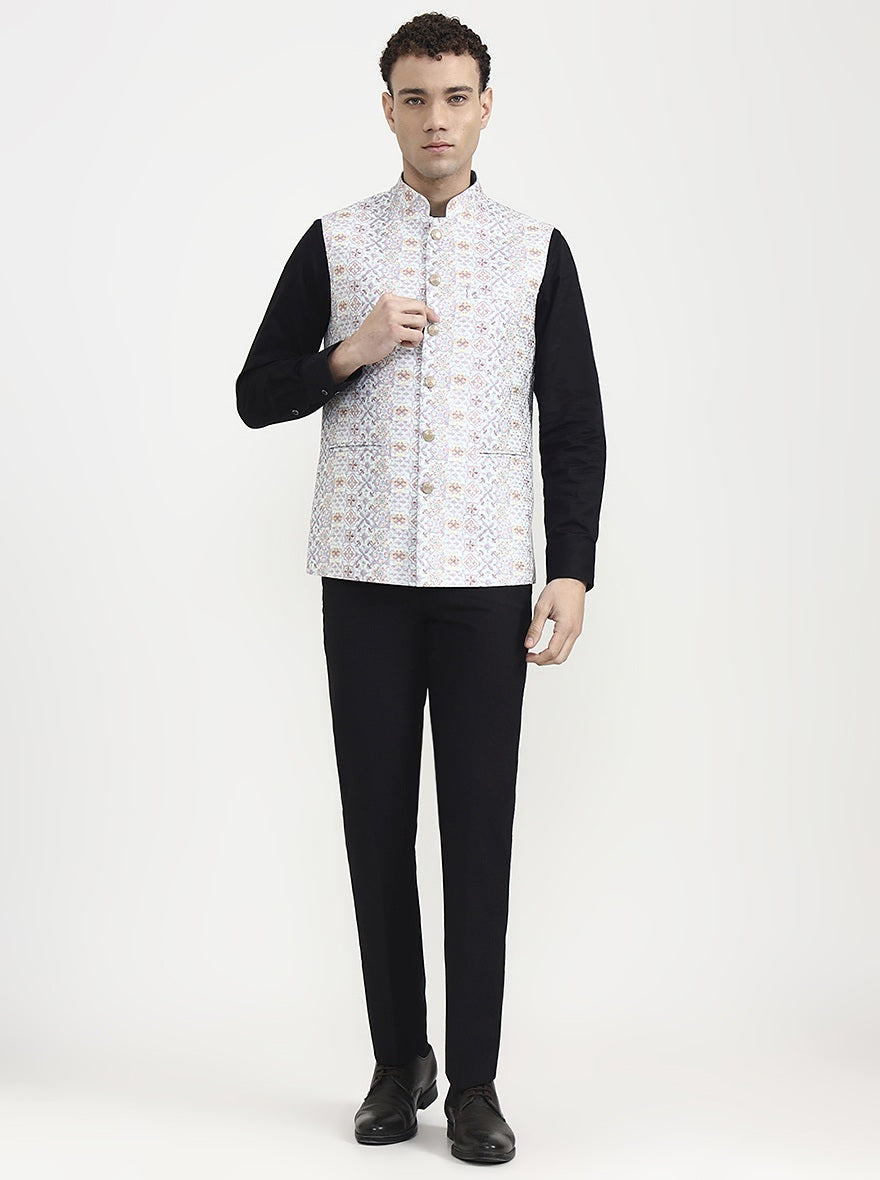 Sea Green Printed  Waistcoat | Greenfibre