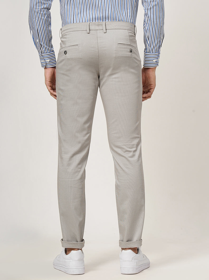 Light Grey Solid Neo Fit Casual Trouser | Greenfibre