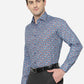 Blue Printed Slim Fit Party Wear Shirt | JB Studio