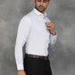 White Printed Slim Fit Formal Shirt | GreenFibre