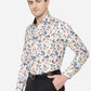 White & Red Printed Slim Fit Party Wear Shirt | Greenfibre