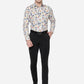 White & Red Printed Slim Fit Party Wear Shirt | Greenfibre