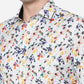 White & Red Printed Slim Fit Party Wear Shirt | Greenfibre