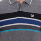 Grey & Royal Blue Striped Slim Fit Polo T-Shirt | Greenfibre