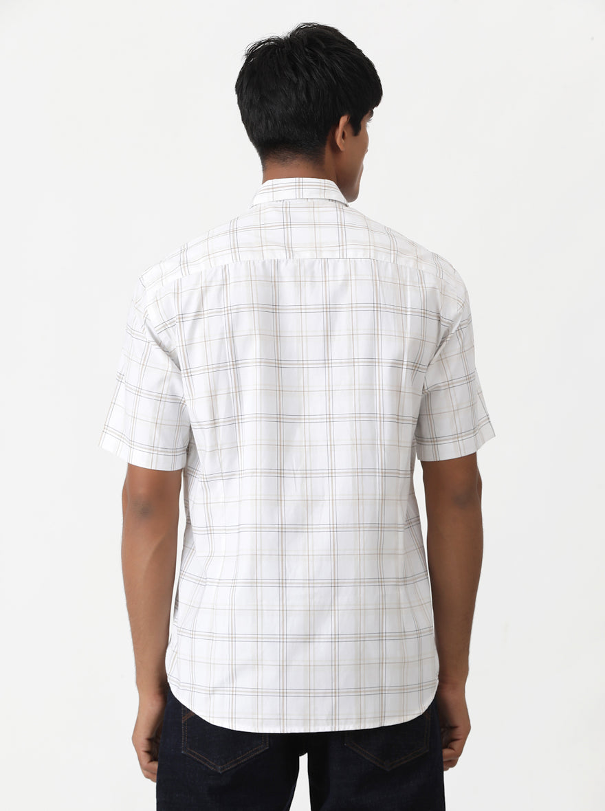 White Checked Smart Fit Semi Casual Shirt | Greenfibre