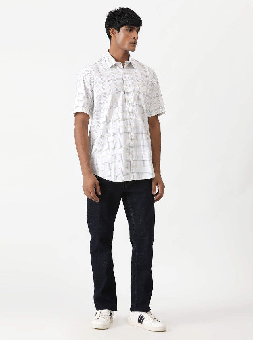 White Checked Smart Fit Semi Casual Shirt | Greenfibre