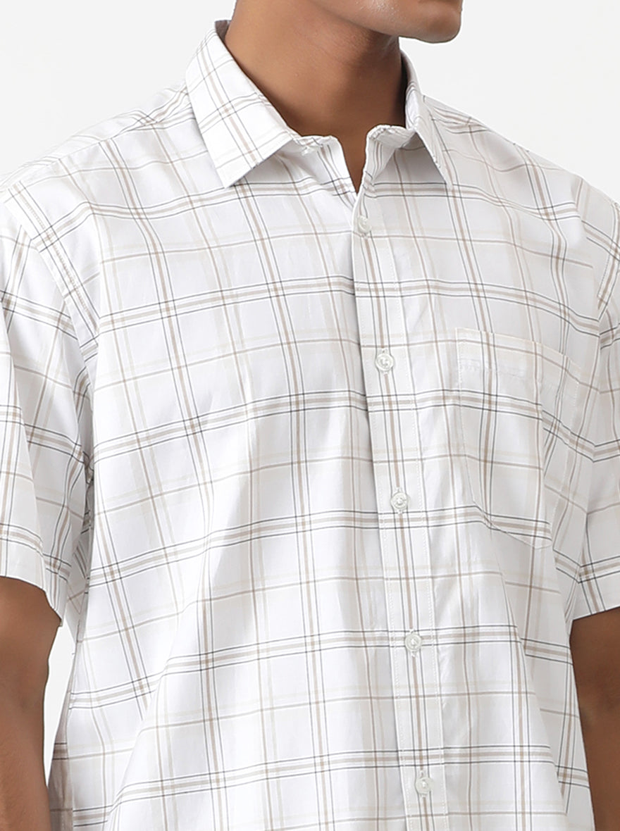 White Checked Smart Fit Semi Casual Shirt | Greenfibre