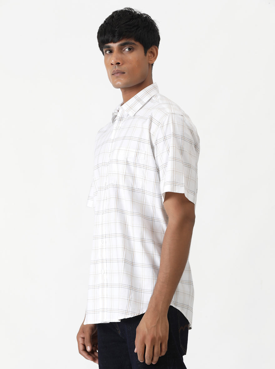 White Checked Smart Fit Semi Casual Shirt | Greenfibre