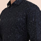 Grey Printed Slim Fit Party Wear Shirt | Greenfibre