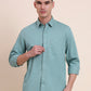 Sea Green Solid Smart Fit Semi Casual Shirt | Greenfibre