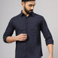 Navy Blue Solid Slim Fit Casual Shirt | Greenfibre