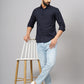 Navy Blue Solid Slim Fit Casual Shirt | Greenfibre