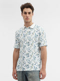 White Printed Slim Fit Polo T-Shirt | Greenfibre