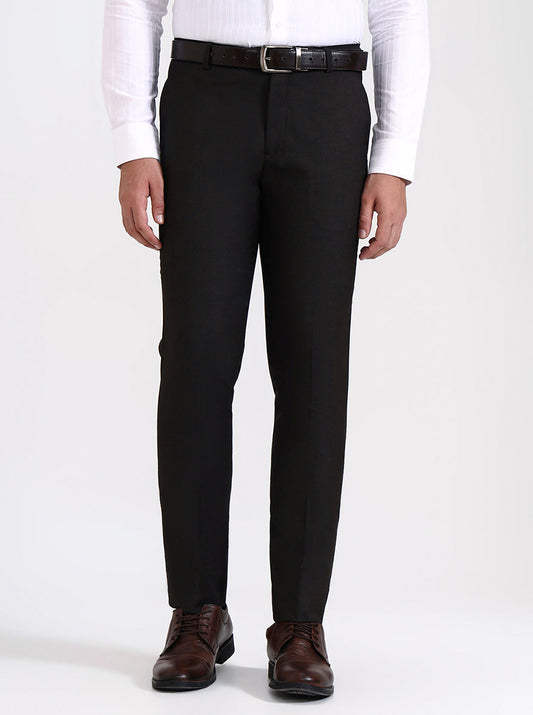 Brown Solid Super Slim Fit Formal Trouser | Greenfibre