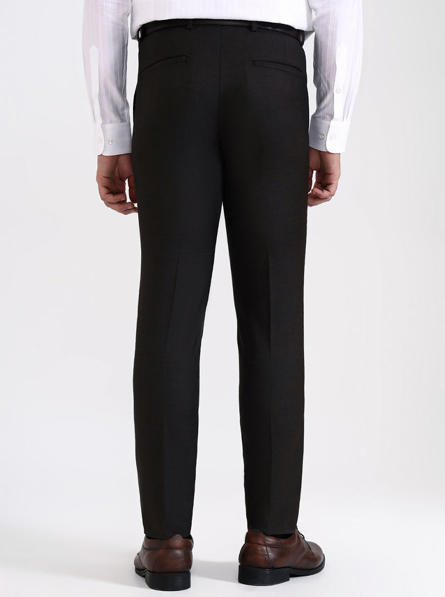 Brown Solid Super Slim Fit Formal Trouser | Greenfibre