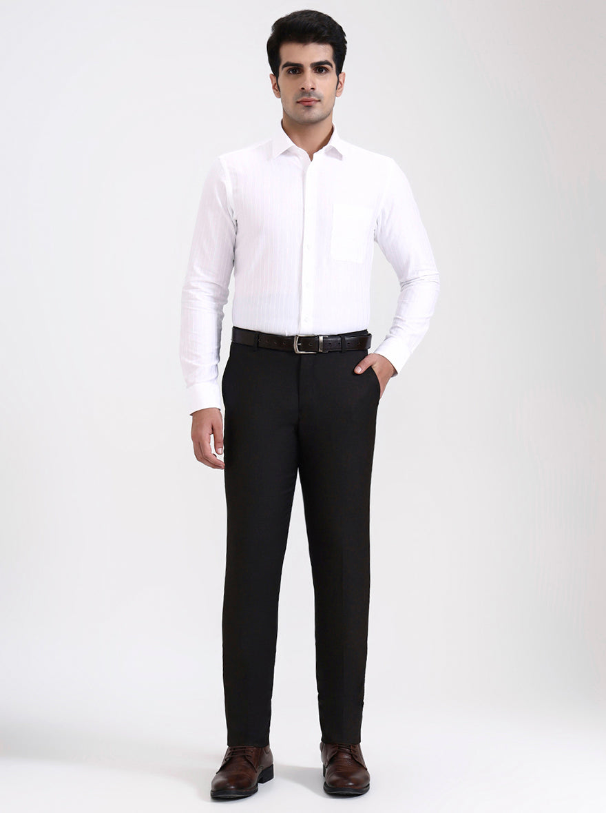 Brown Solid Super Slim Fit Formal Trouser | Greenfibre