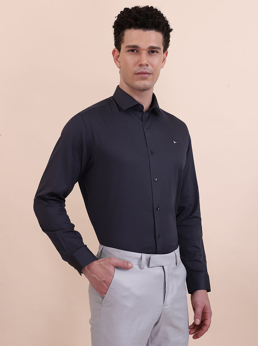 Dark Grey Solid Slim Fit Party Wear Shirt | Greenfibre