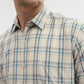Cream Checked Smart Fit Semi Casual Shirt | Greenfibre