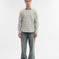 Cream Checked Smart Fit Semi Casual Shirt | Greenfibre