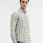 Cream Checked Smart Fit Semi Casual Shirt | Greenfibre