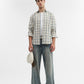 Cream Checked Smart Fit Semi Casual Shirt | Greenfibre