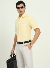 Light Yellow Solid Regular Fit Formal Shirt | Greenfibre