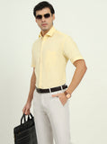Light Yellow Solid Regular Fit Formal Shirt | Greenfibre