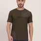 Olive Printed Slim Fit T-Shirt | JadeBlue