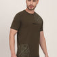 Olive Printed Slim Fit T-Shirt | JadeBlue