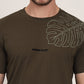 Olive Printed Slim Fit T-Shirt | JadeBlue