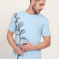 Light Blue Printed Slim Fit T-Shirt | JadeBlue