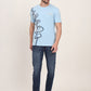 Light Blue Printed Slim Fit T-Shirt | JadeBlue