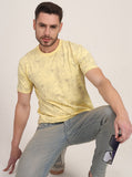 Light Yellow Printed Slim Fit T-Shirt | JadeBlue