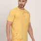 Yellow Printed Slim Fit T-Shirt | JadeBlue