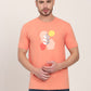 Peach Printed Slim Fit T-Shirt | JadeBlue