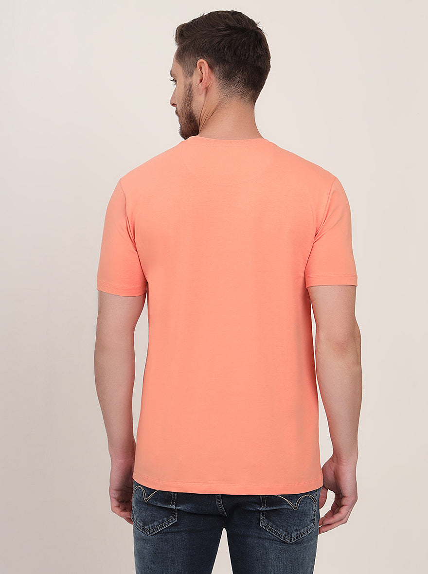 Peach Printed Slim Fit T-Shirt | JadeBlue