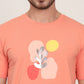 Peach Printed Slim Fit T-Shirt | JadeBlue