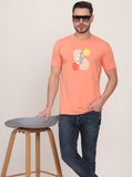 Peach Printed Slim Fit T-Shirt | JadeBlue