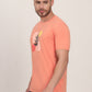 Peach Printed Slim Fit T-Shirt | JadeBlue
