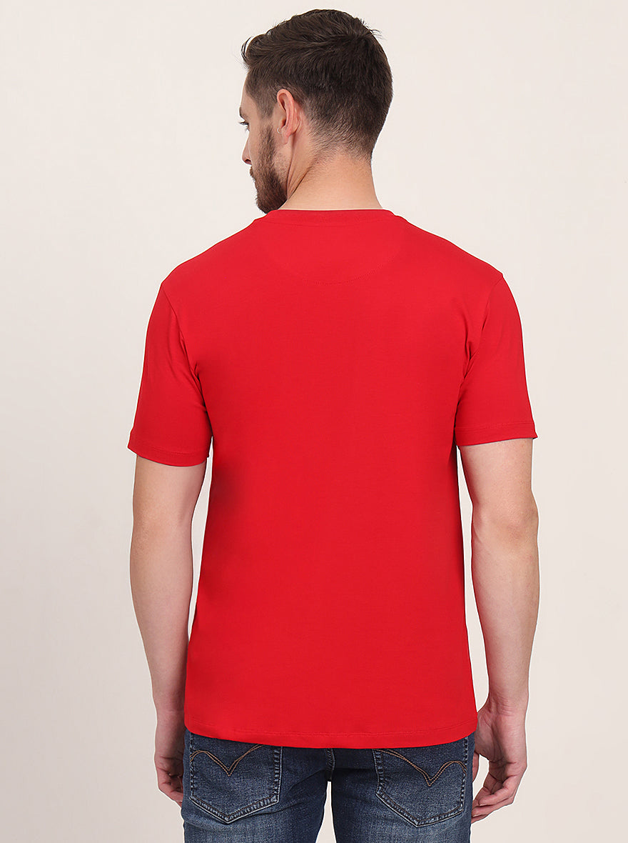 Red Printed Slim Fit T-Shirt | JadeBlue