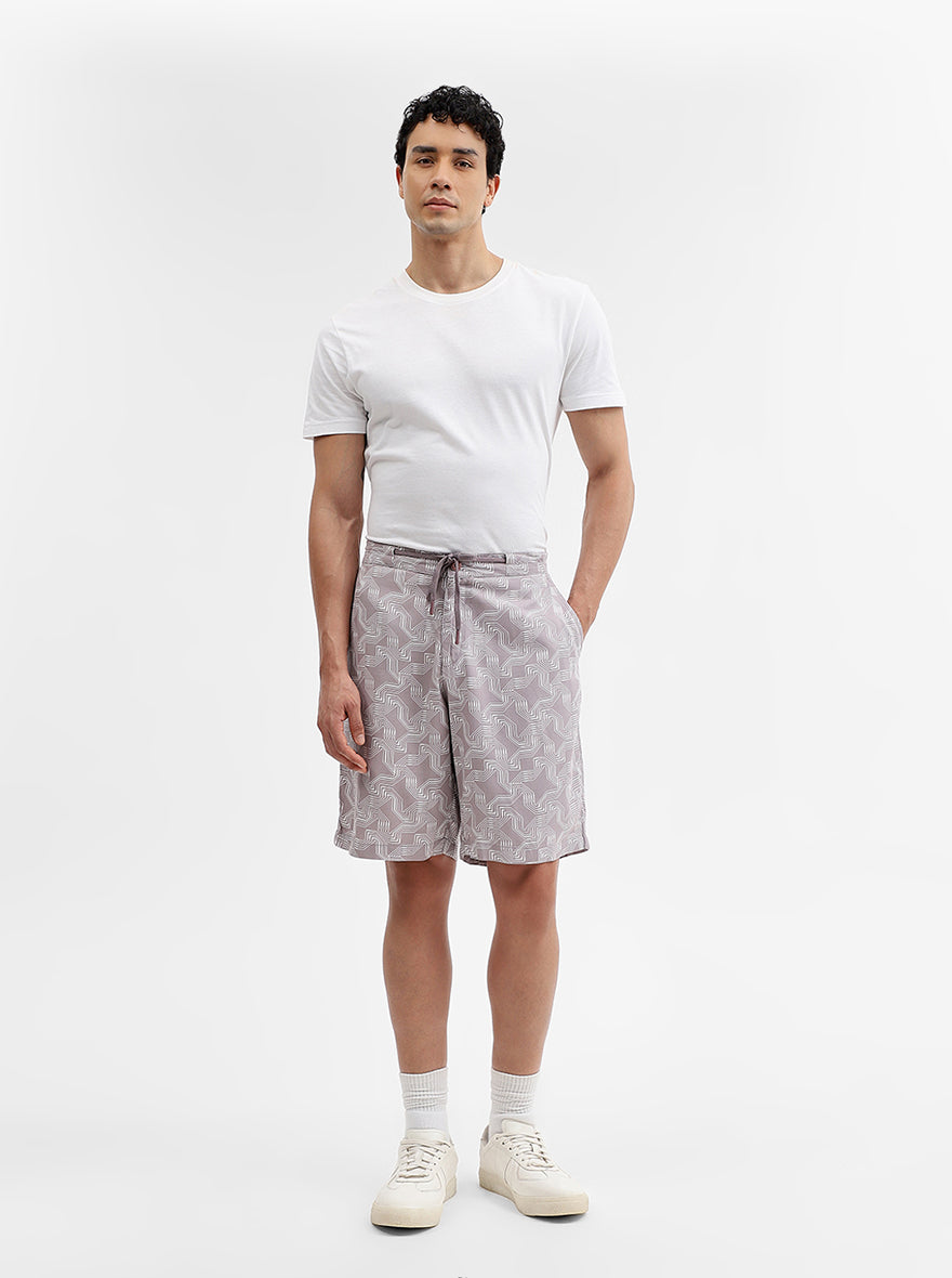Purple Printed Regular Fit Shorts | Greenfibre