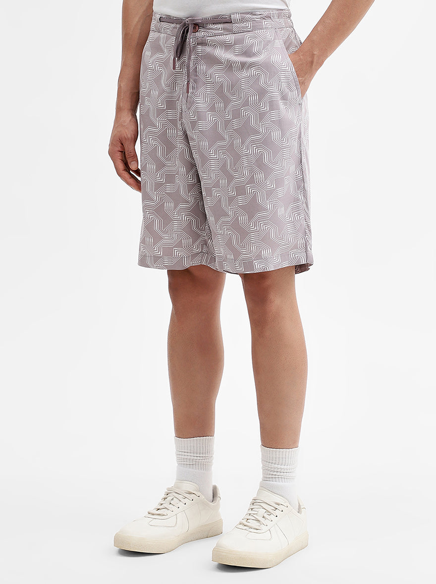 Purple Printed Regular Fit Shorts | Greenfibre