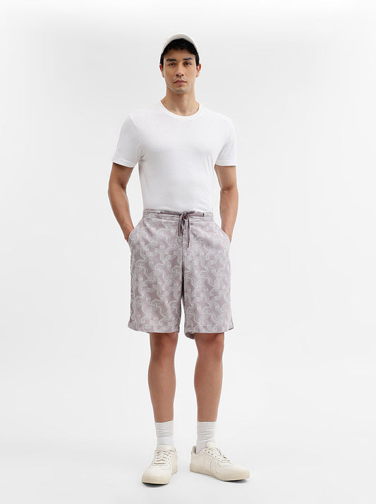 Purple Printed Regular Fit Shorts | Greenfibre